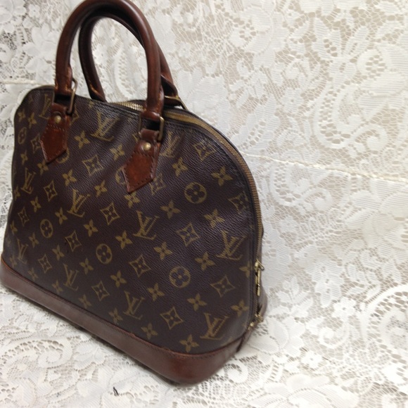 Louis Vuitton Alma Handbag w/ Dk Brown Leather Tri - Picture 2 of 15